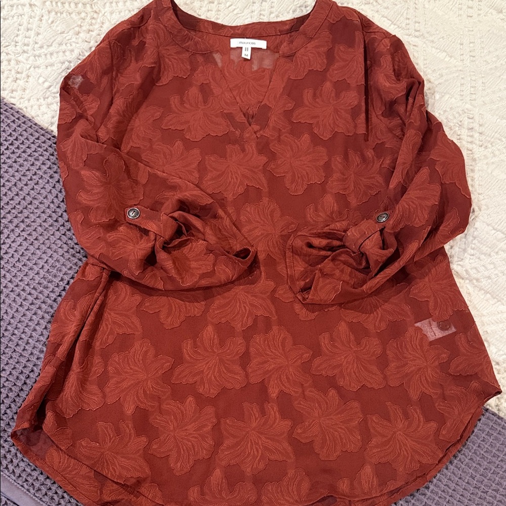 Maurices Rust Floral Blouse